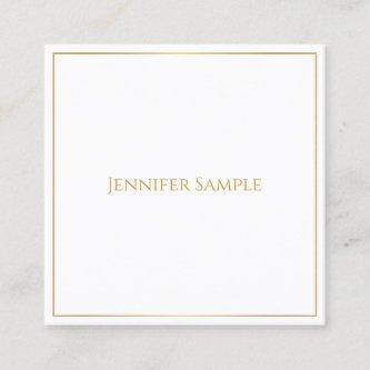 Trendy Elegant Gold Text White Template Modern Square