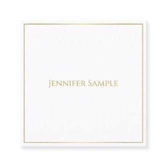 Trendy Elegant Gold Text White Template Modern Square