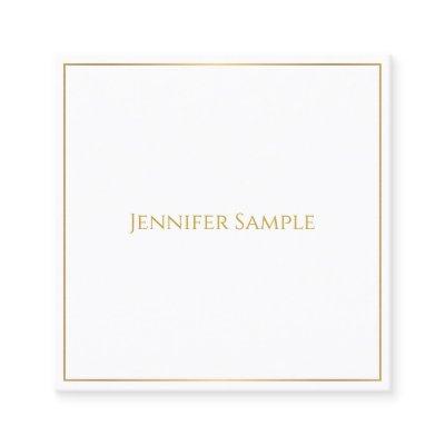 Trendy Elegant Gold Text White Template Modern Square