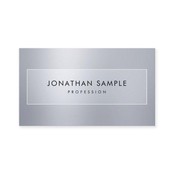Trendy Elegant Minimalist Modern Silver Look Plain
