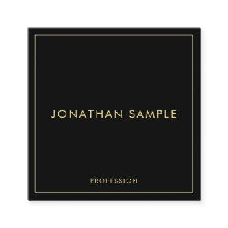 Trendy Elegant Modern Faux Gold Text Black Custom Square