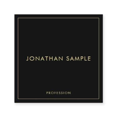 Trendy Elegant Modern Faux Gold Text Black Custom Square