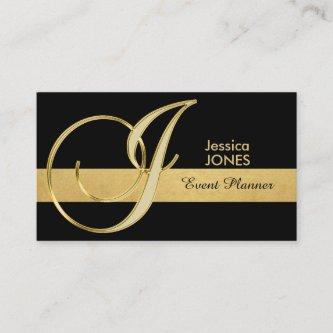 Trendy Elegant Monogrammed Gold Black Initial 'J'