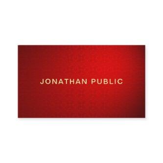 Trendy Elegant Red Damask Gold Text Professional