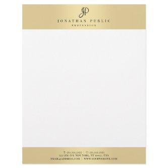Trendy Faux Gold Elegant Monogram Template Glamour Letterhead