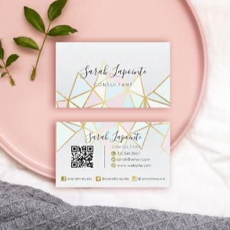 Trendy Faux Gold & Pastel Geometric QR code