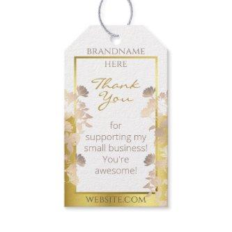 Trendy Floral White and Gold Colored Thank You Gift Tags