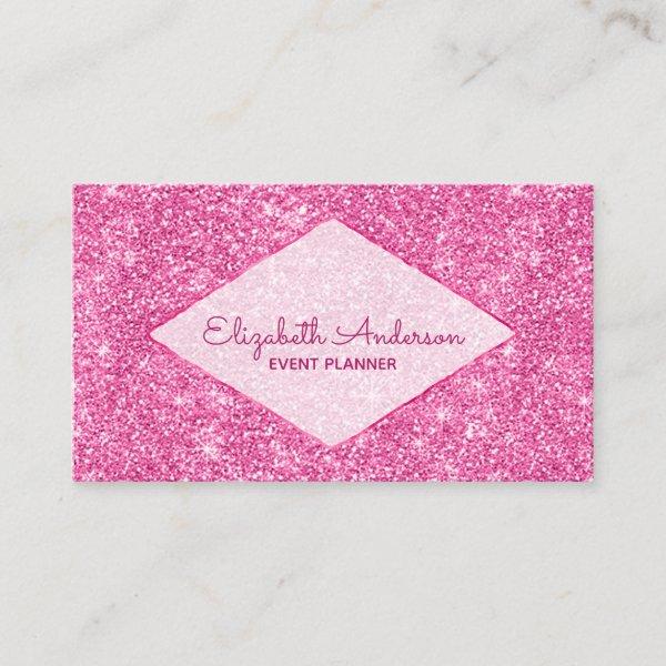 Trendy Girly Bling Hot Pink Glitter Diamond Name