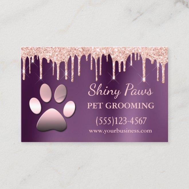 Trendy Glitter Drips Dog Paw Pet Grooming Service
