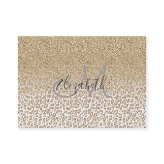 Trendy Gold Glitter and Leopard Print Gradient