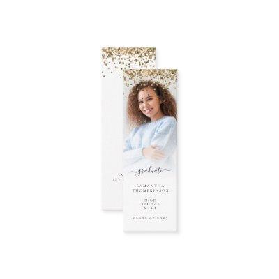 Trendy Gold Glitter Photo 2024 Graduation Calling Card