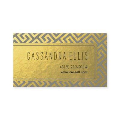 Trendy Greek Key Diagonal | gold foil grey