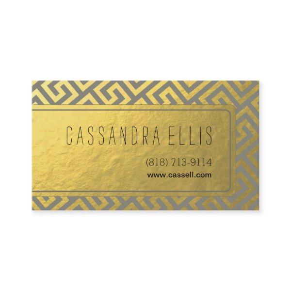 Trendy Greek Key Diagonal | gold foil grey