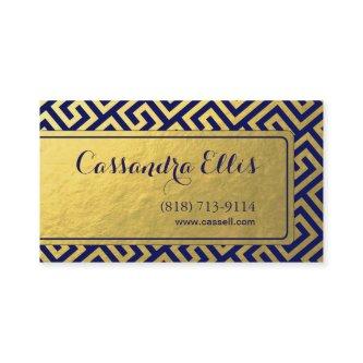 Trendy Greek Key Diagonal | gold foil navy