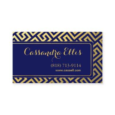 Trendy Greek Key Diagonal | gold foil navy