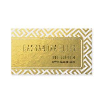 Trendy Greek Key Diagonal | gold foil white