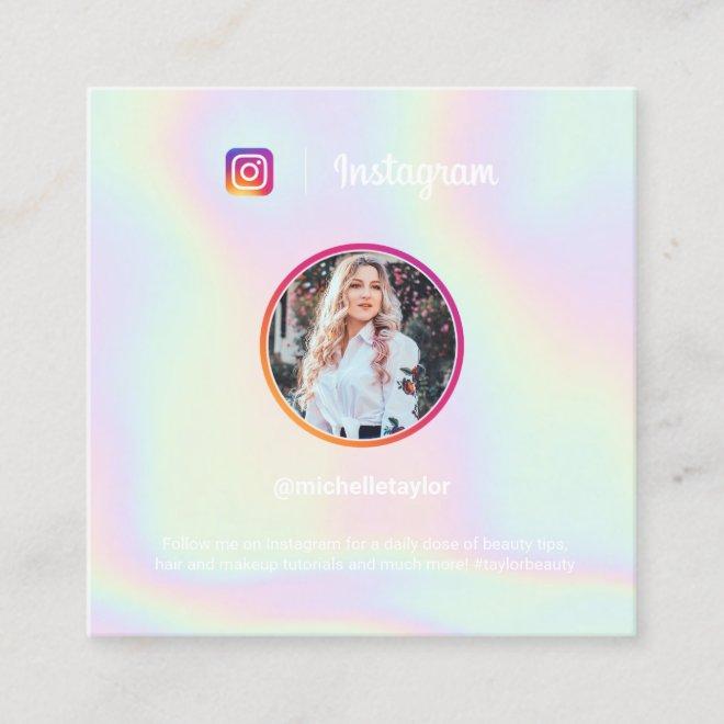 Trendy holographic pastel rainbow Instagram photo Calling Card