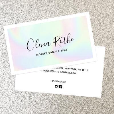 Trendy Holographic Signature Script Professional   Calling Card