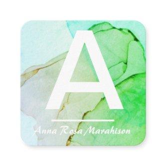 ~* Trendy INITIAL Abstract QR LOGO PHOTO Aqua  Square