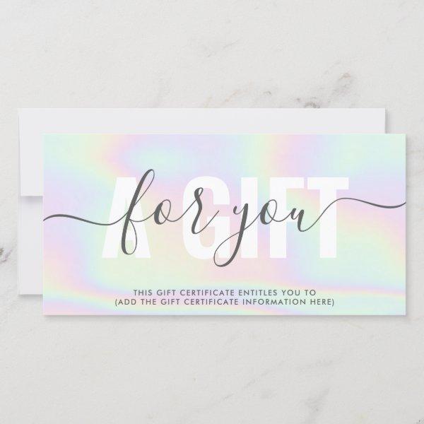 Trendy iridescent gradient rainbow salon gift card