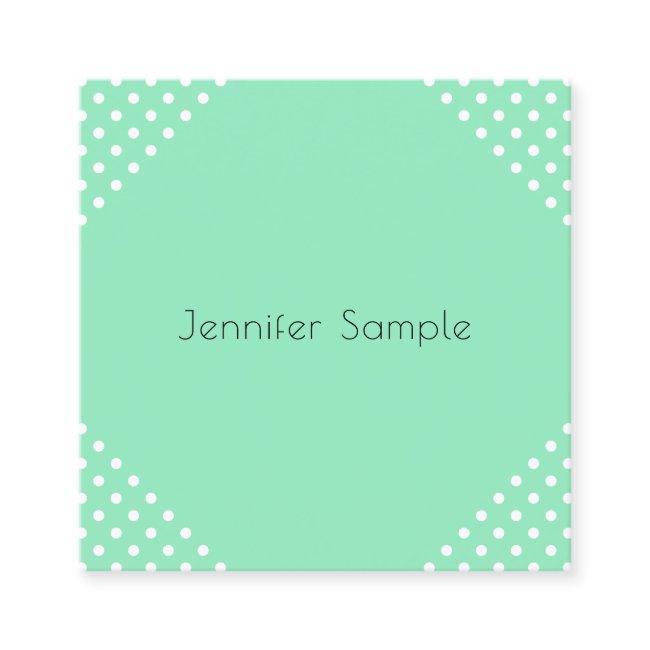 Trendy Mint Green White Dots Elegant Template Square