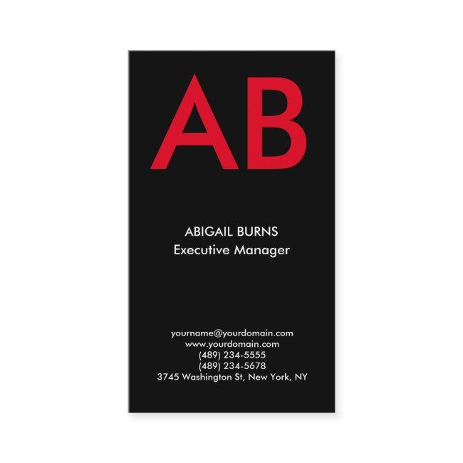 Trendy modern black red monogram