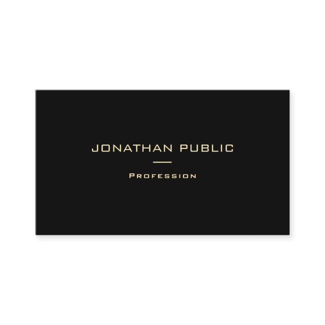 Trendy Modern Elegant Gold Name Black Template Top