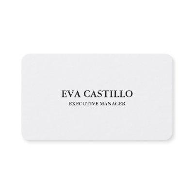 Trendy Modern Elegant Simple White Manager