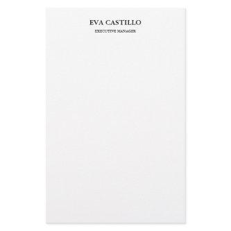 Trendy Modern Elegant Simple White Manager Stationery