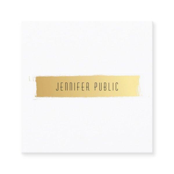 Trendy Modern Gold White Luxurious Elegant Plain Square