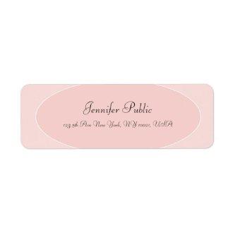 Trendy Modern Handwritten Script Blush Pink White Label