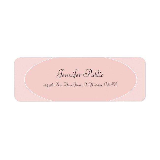 Trendy Modern Handwritten Script Blush Pink White Label