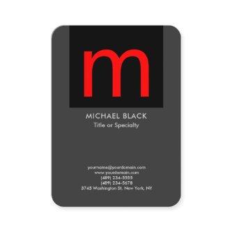 Trendy modern minimalist gray black red monogram