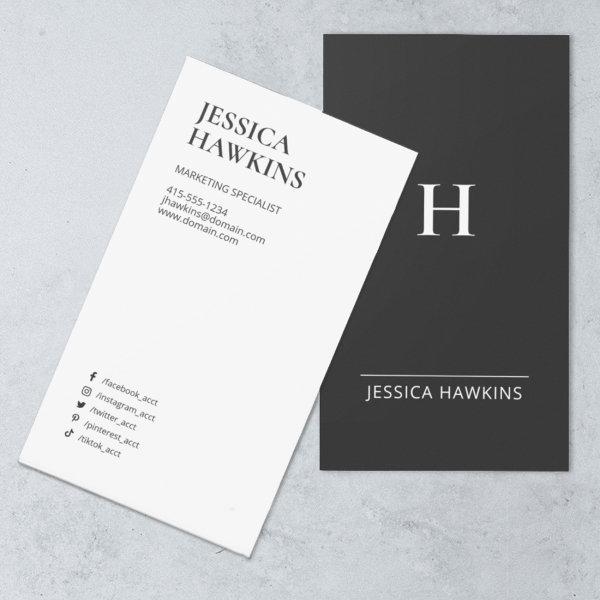 Trendy Modern Monogram Social Media Black Noir