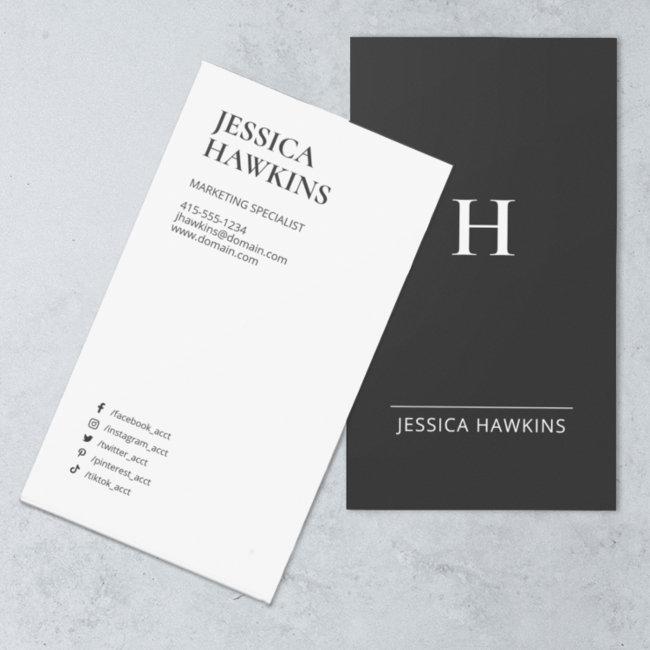Trendy Modern Monogram Social Media Black Noir