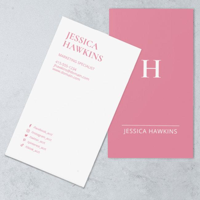 Trendy Modern Monogram Social Media Bubblegum Pink