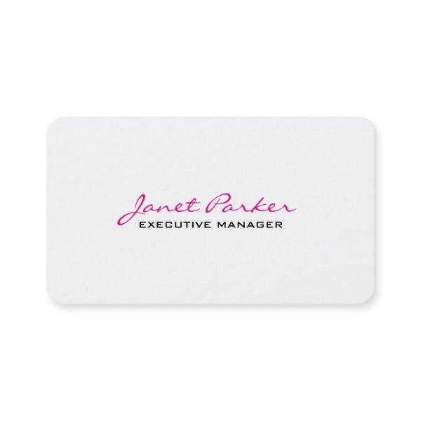 Trendy Modern Pink White Executive Manager