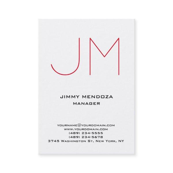 Trendy modern plain simple white red monogram