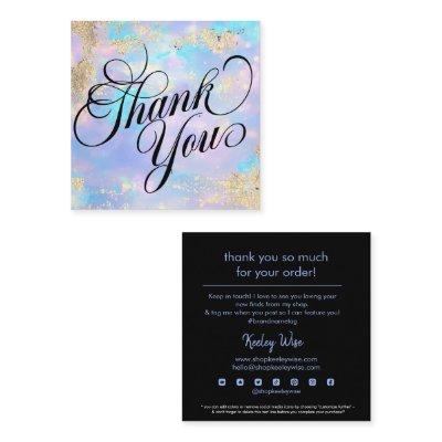 Trendy Modern Purple Opal & Gold Thank You Square