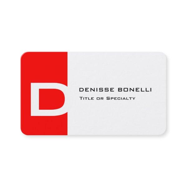 Trendy modern red white monogram expressive