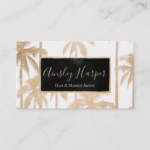 Trendy Modern White Gold Palm Trees  Professional