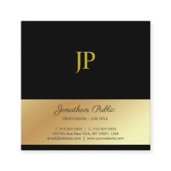 Trendy Monogram Black and Gold Design Luxury Silk Square