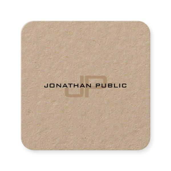 Trendy Monogram Premium Real Kraft Paper Template Square