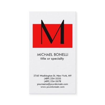 Trendy Monogram Red White Simple