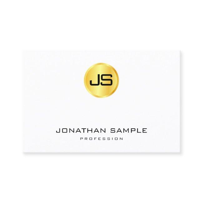 Trendy Monogram Template Gold Look White Modern