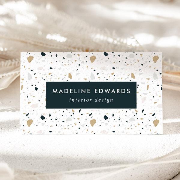 Trendy Navy & Gold Terrazzo