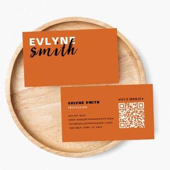 Trendy Orange squash QR Code Casual Script