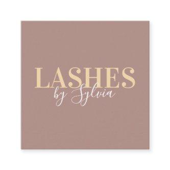 Trendy pastel brown gold lashes chic script font square