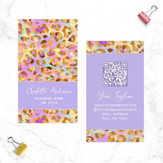 Trendy Pastel Modern Gold Leopard Print QR Code