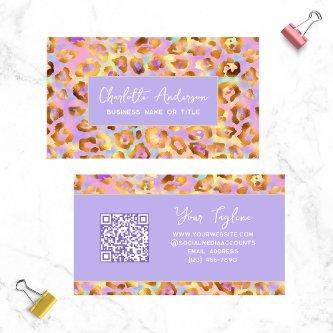 Trendy Pastel Modern Gold Leopard Print QR Code